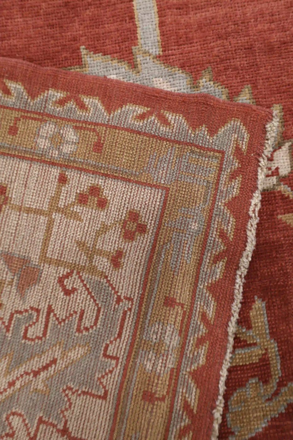 12′ x 13′ Red Fine Hand-Knotted Turkish Oushak Rug – Traditional Wool