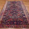6′ x 10′ Midnight Indigo and Coral Red Hand-Knotted Antique Caucasian Seychur St. Andrew’s Cross Rug – Collector’s Wool