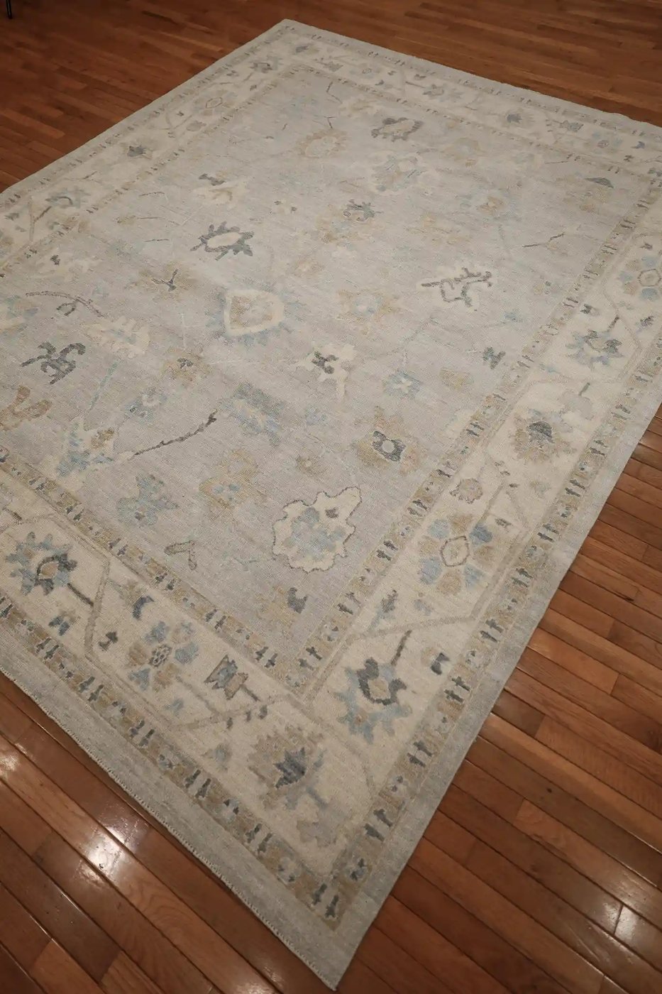 8′ x 10′ Beige Fine Hand-Knotted Afghan Oushak Rug – Traditional Wool