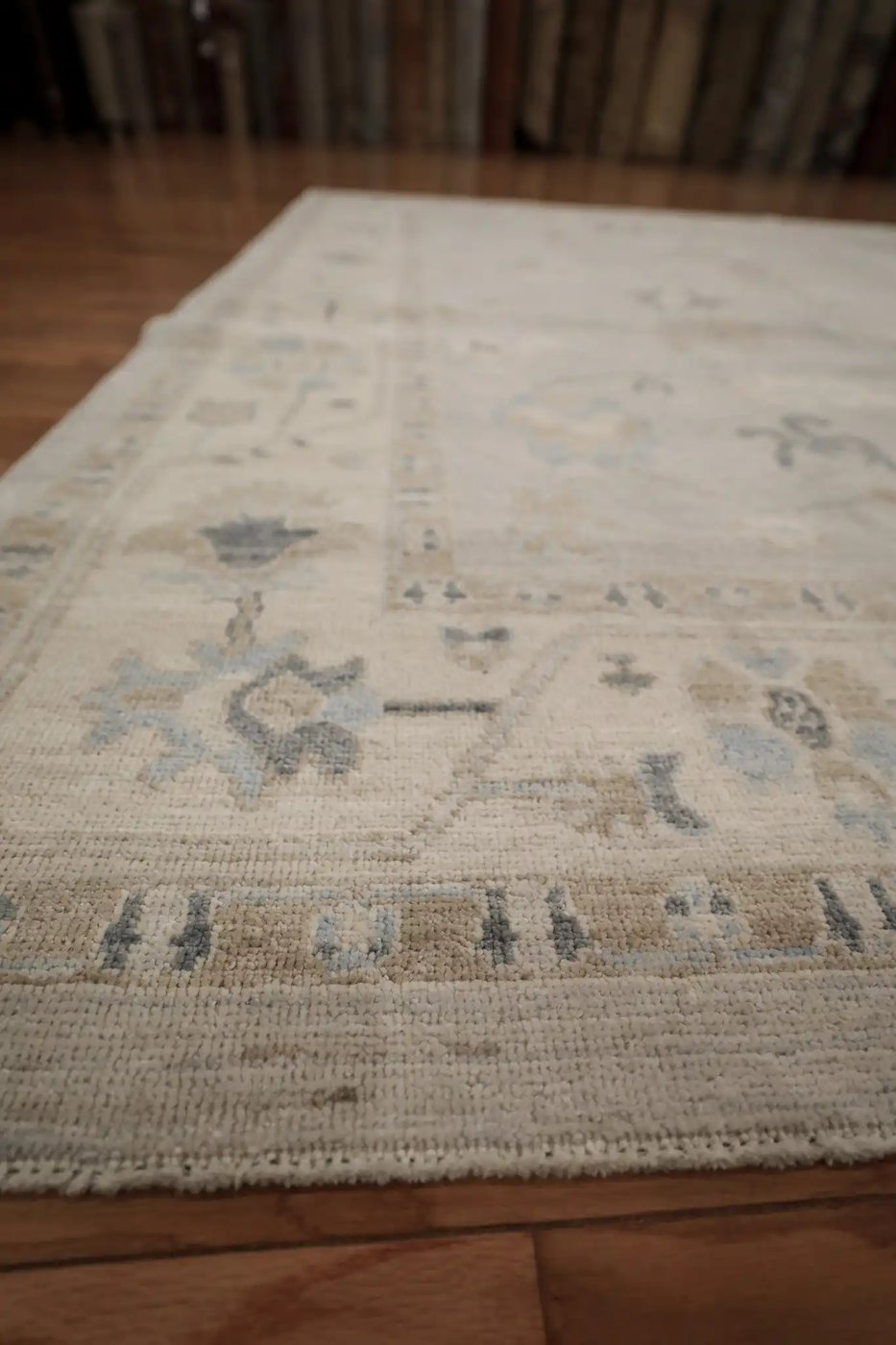 8′ x 10′ Beige Fine Hand-Knotted Afghan Oushak Rug – Traditional Wool