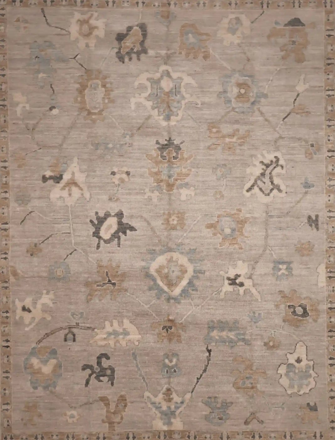 8′ x 10′ Beige Fine Hand-Knotted Afghan Oushak Rug – Traditional Wool
