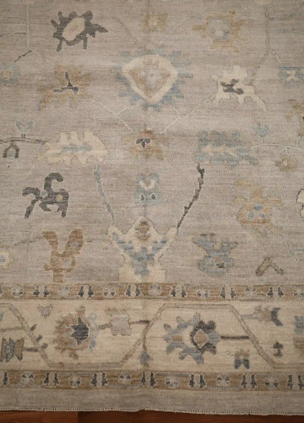 8′ x 10′ Beige Fine Hand-Knotted Afghan Oushak Rug – Traditional Wool
