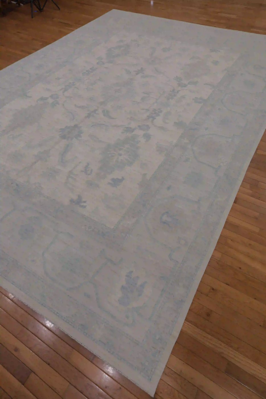 10′ x 14′ Silver Fine Hand-Knotted Afghan Oushak Rug – Transitional Wool