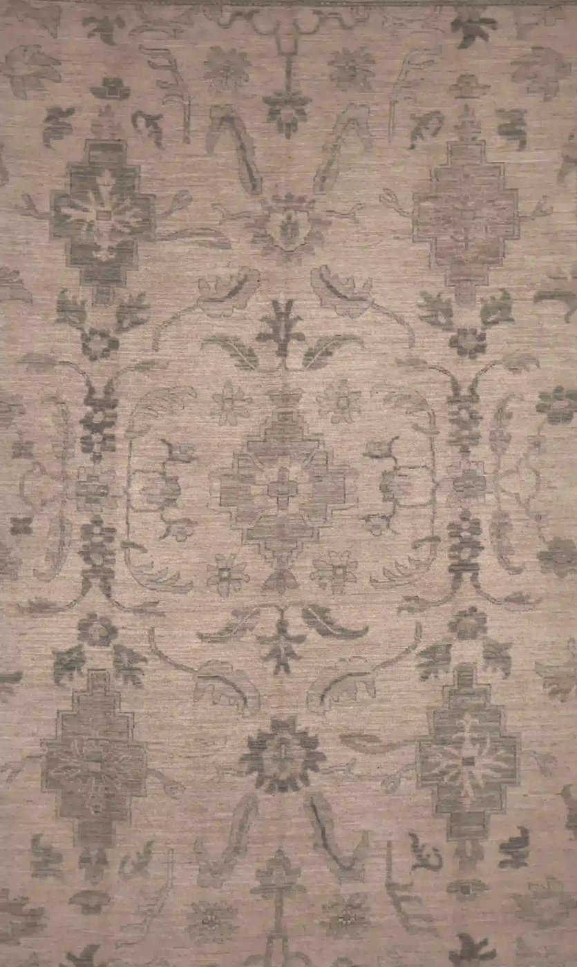 10′ x 14′ Silver Fine Hand-Knotted Afghan Oushak Rug – Transitional Wool