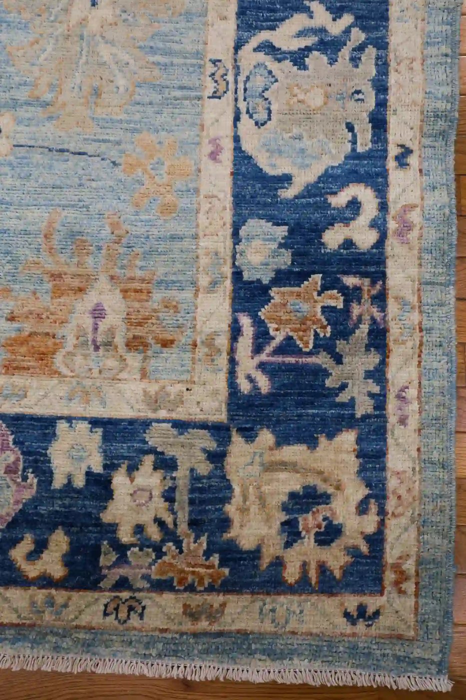 6′ x 9′ Light Blue Hand-Knotted New Turkish Oushak Rug – Contemporary Wool