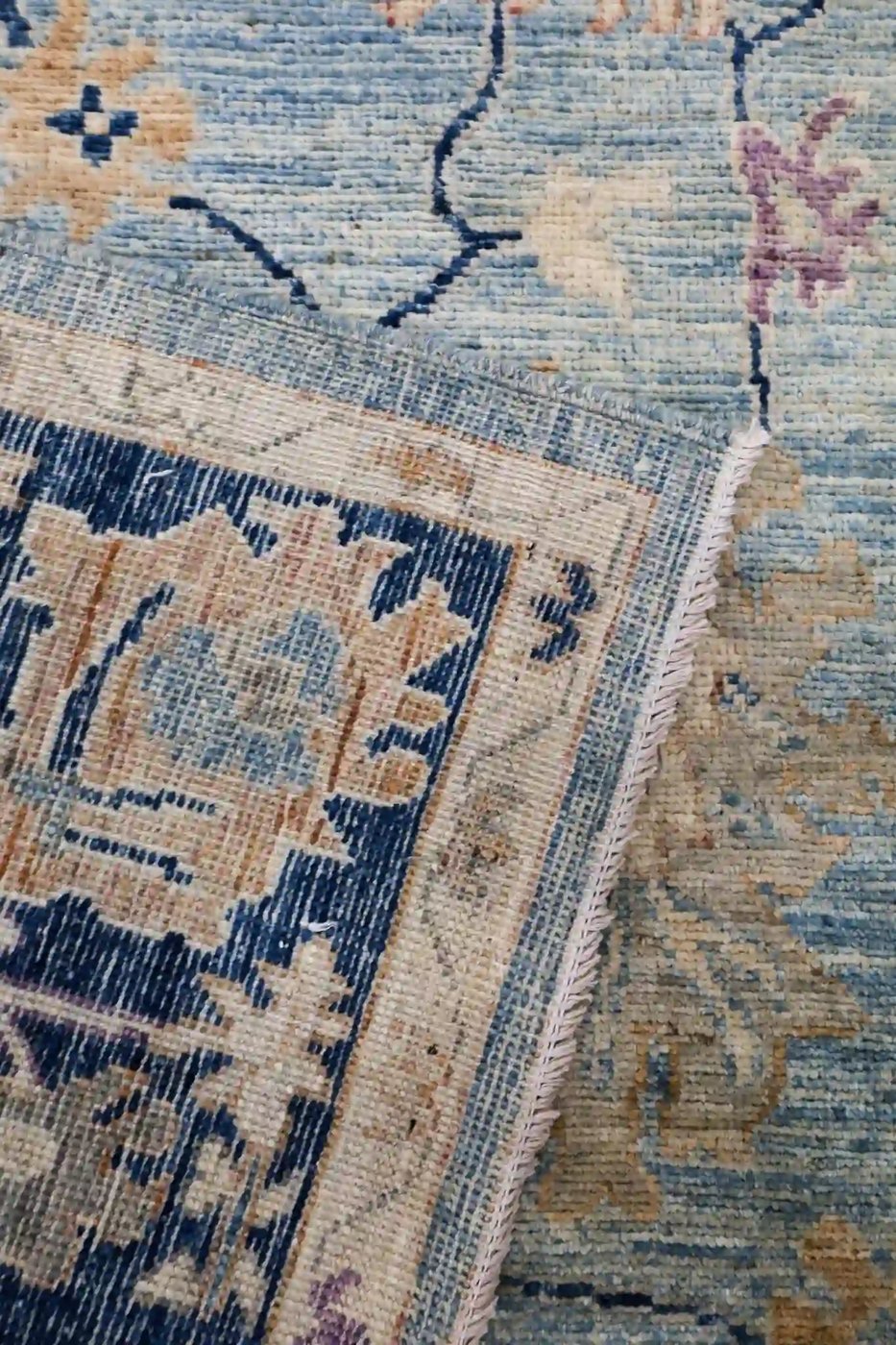 6′ x 9′ Light Blue Hand-Knotted New Turkish Oushak Rug – Contemporary Wool