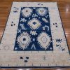 4′ x 6′ Blue Fine Hand-Knotted Turkish Oushak Rug – Transitional Wool