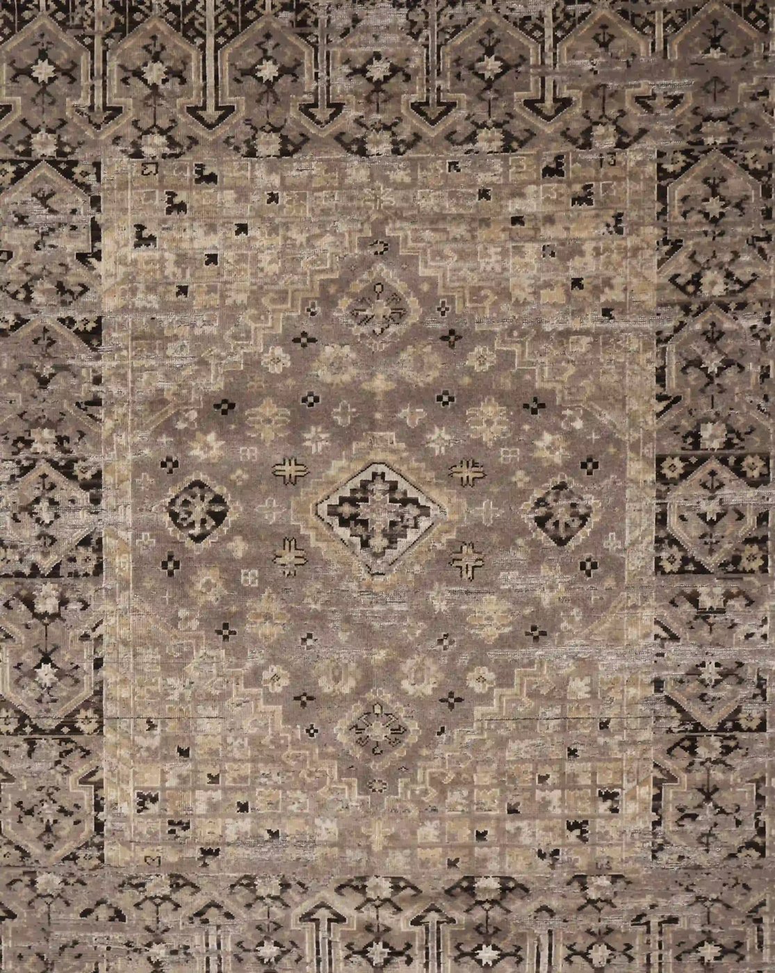 9′ x 12′ Grey Fine Hand-Knotted Indian Contemporary Rug – Transitional Wool