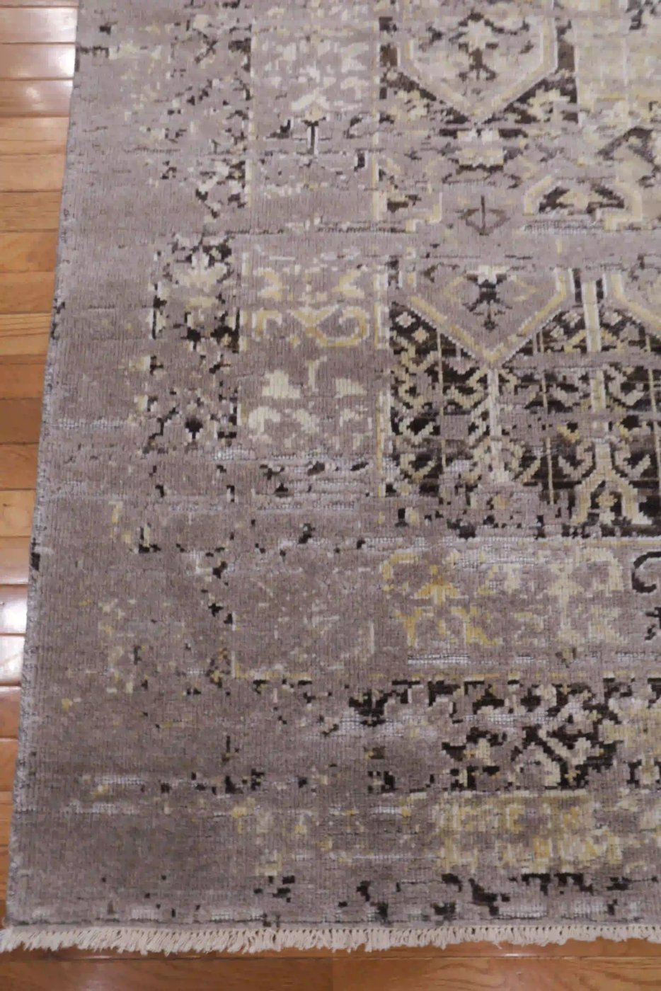 9′ x 12′ Grey Fine Hand-Knotted Indian Contemporary Rug – Transitional Wool