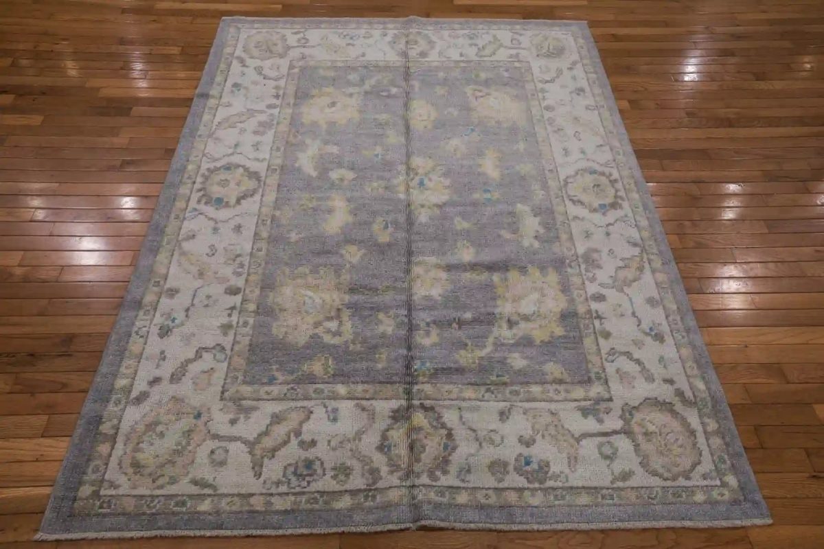 5′ x 7′ Grey Fine Hand-Knotted Turkish Oushak Rug – Transitional Wool