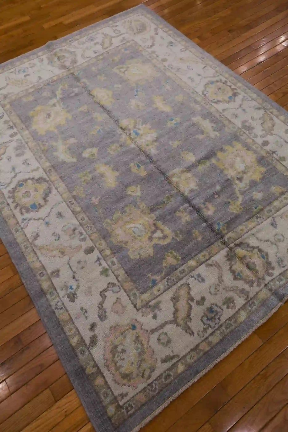 5′ x 7′ Grey Fine Hand-Knotted Turkish Oushak Rug – Transitional Wool