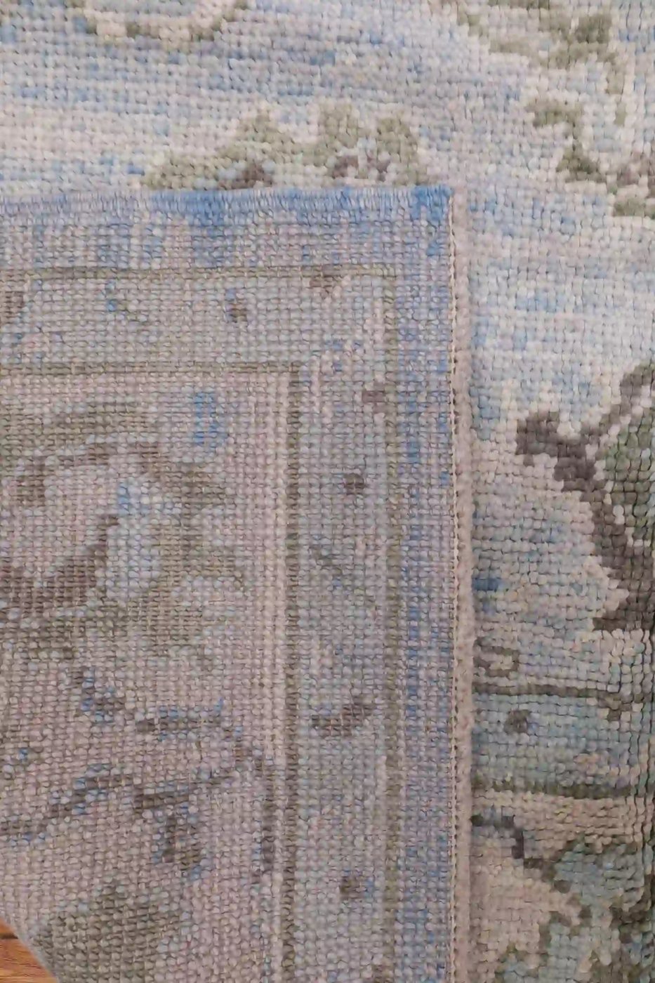 5′ x 7′ Blue Fine Hand-Knotted Turkish Oushak Rug – Transitional Wool