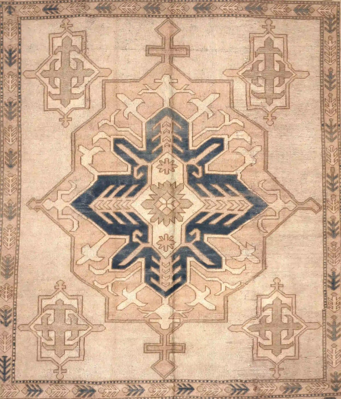 6′ x 7′ Ivory Fine Hand-Knotted Turkish Oushak Rug – Traditional Wool