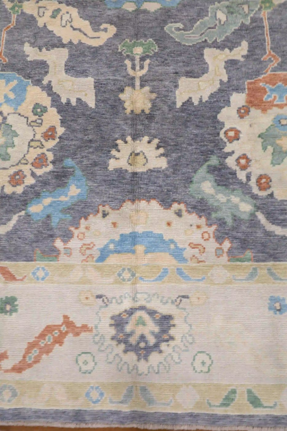 9′ x 12′ Slate Fine Hand-Knotted Turkish Oushak Rug – Traditional Wool
