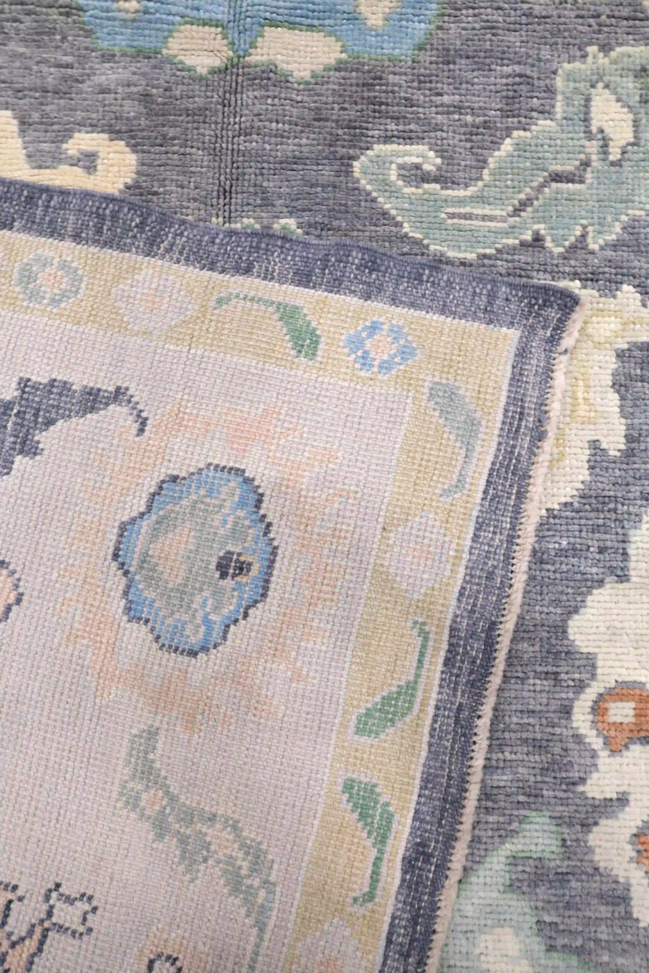 9′ x 12′ Slate Fine Hand-Knotted Turkish Oushak Rug – Traditional Wool