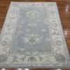 4′ x 6′ Slate Blue Fine Hand-Knotted Turkish Oushak Rug – Transitional Wool