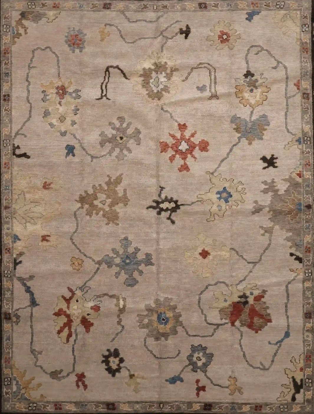 8′ x 10′ Beige Fine Hand-Knotted Indian Oushak Rug – Traditional Wool