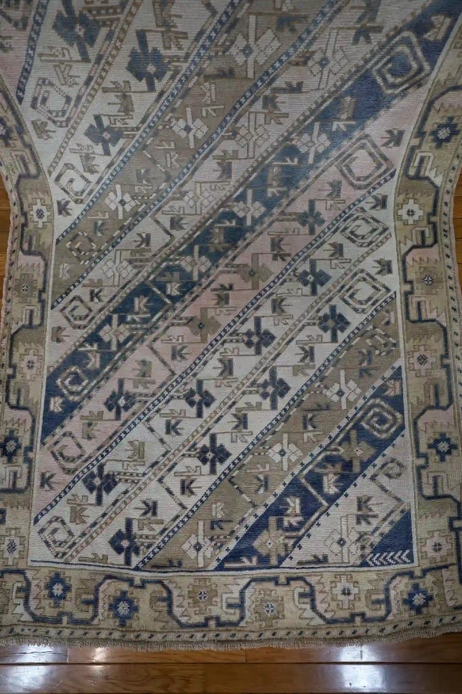 4′ x 14′ Beige Fine Hand-Knotted Turkish Oushak Runner – Transitional Wool