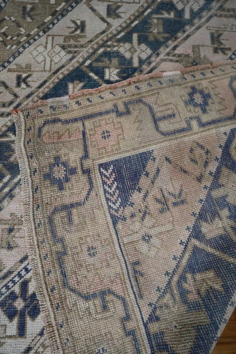 4′ x 14′ Beige Fine Hand-Knotted Turkish Oushak Runner – Transitional Wool
