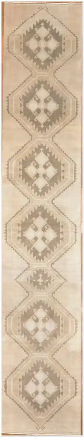 3′ x 17′ Turkish Beige Anatolian Runner Rug – Hand-Knotted Wool
