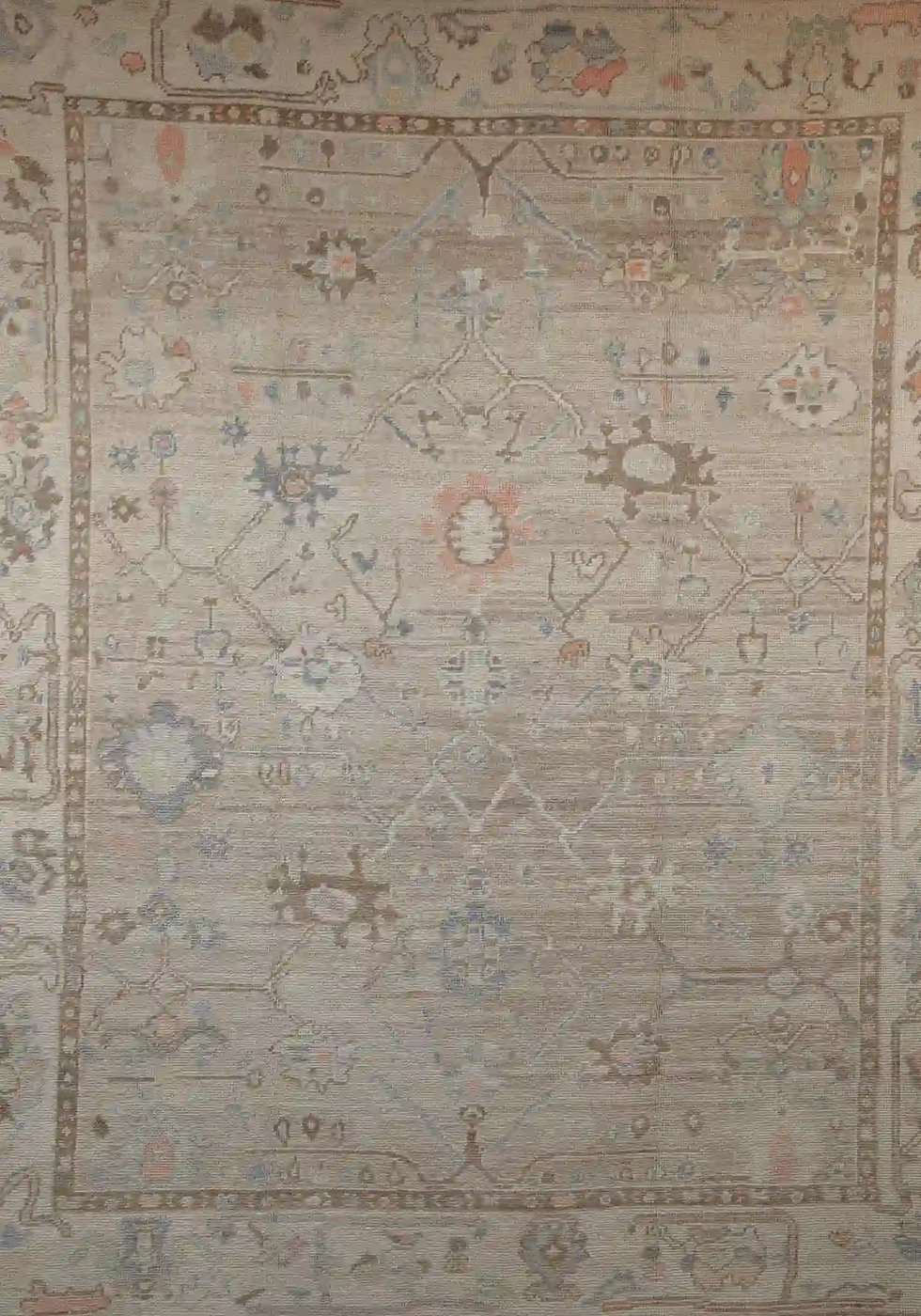 8′ x 10′ Ivory Fine Hand-Knotted New Turkish Oushak Rug – Traditional Wool