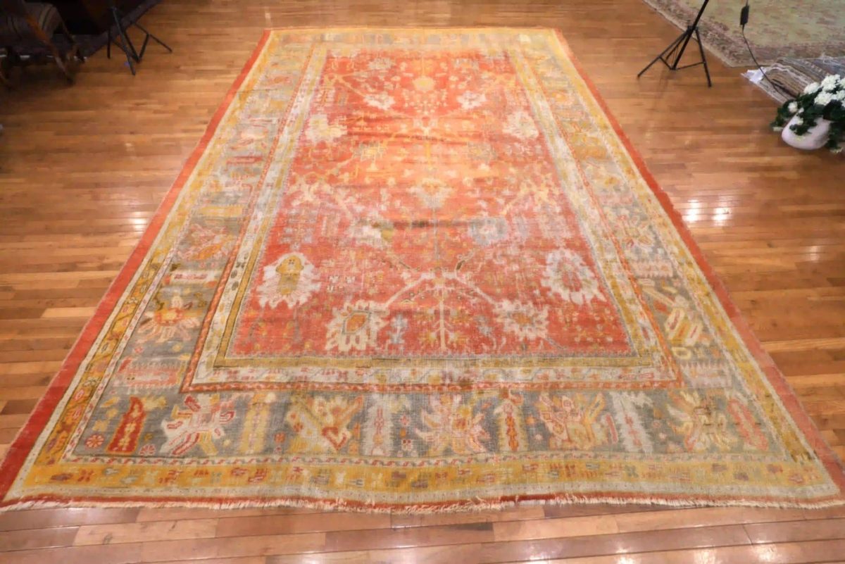 10′ x 15′ Orange Fine Hand-Knotted Turkish Oushak Rug – Traditional Wool