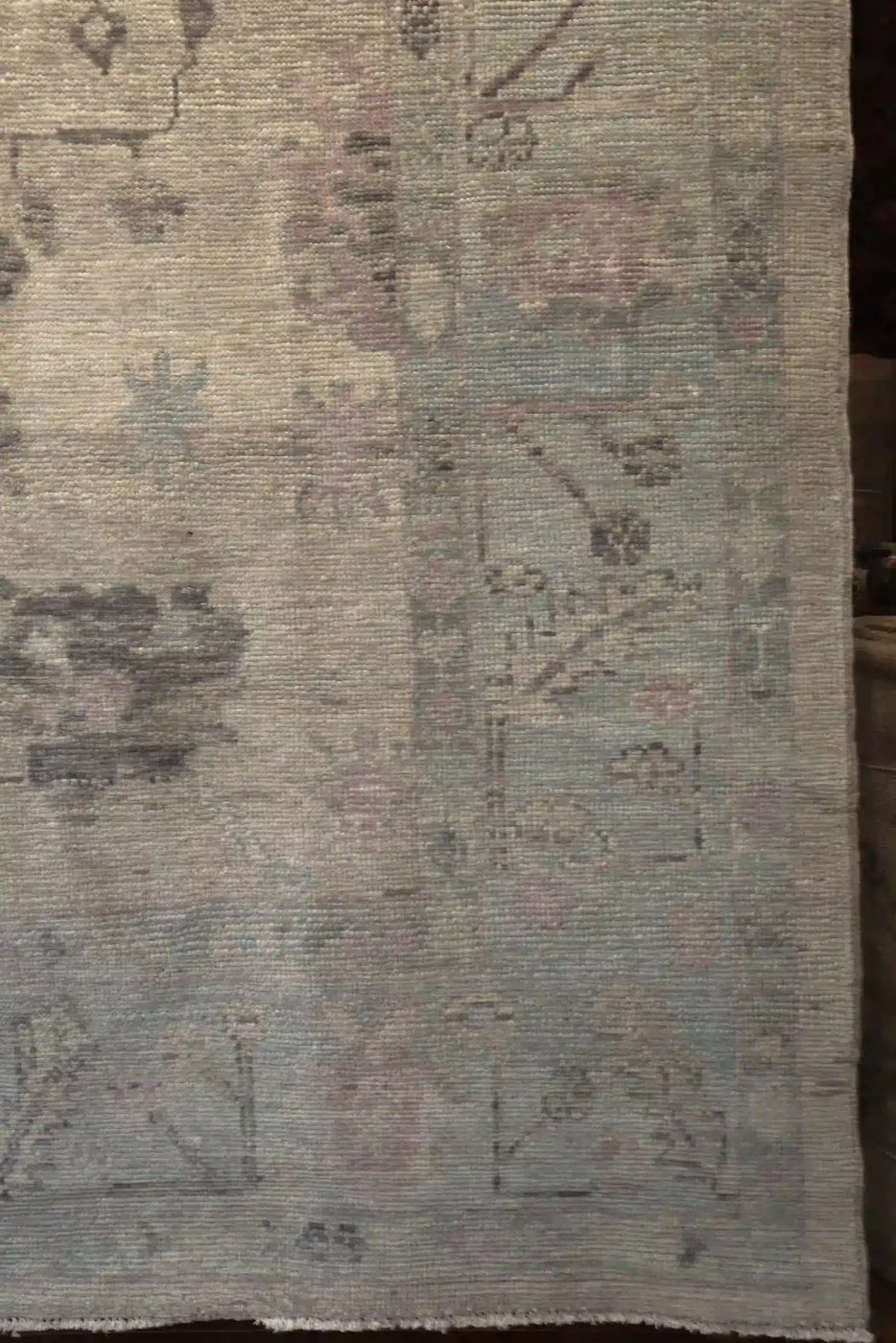 8′ x 11′ Gray Fine Hand-Knotted Turkish Oushak Rug – Transitional Wool