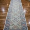 3′ x 15′ Light Blue Fine Hand-Knotted Turkish Oushak Runner Rug – Traditional Wool