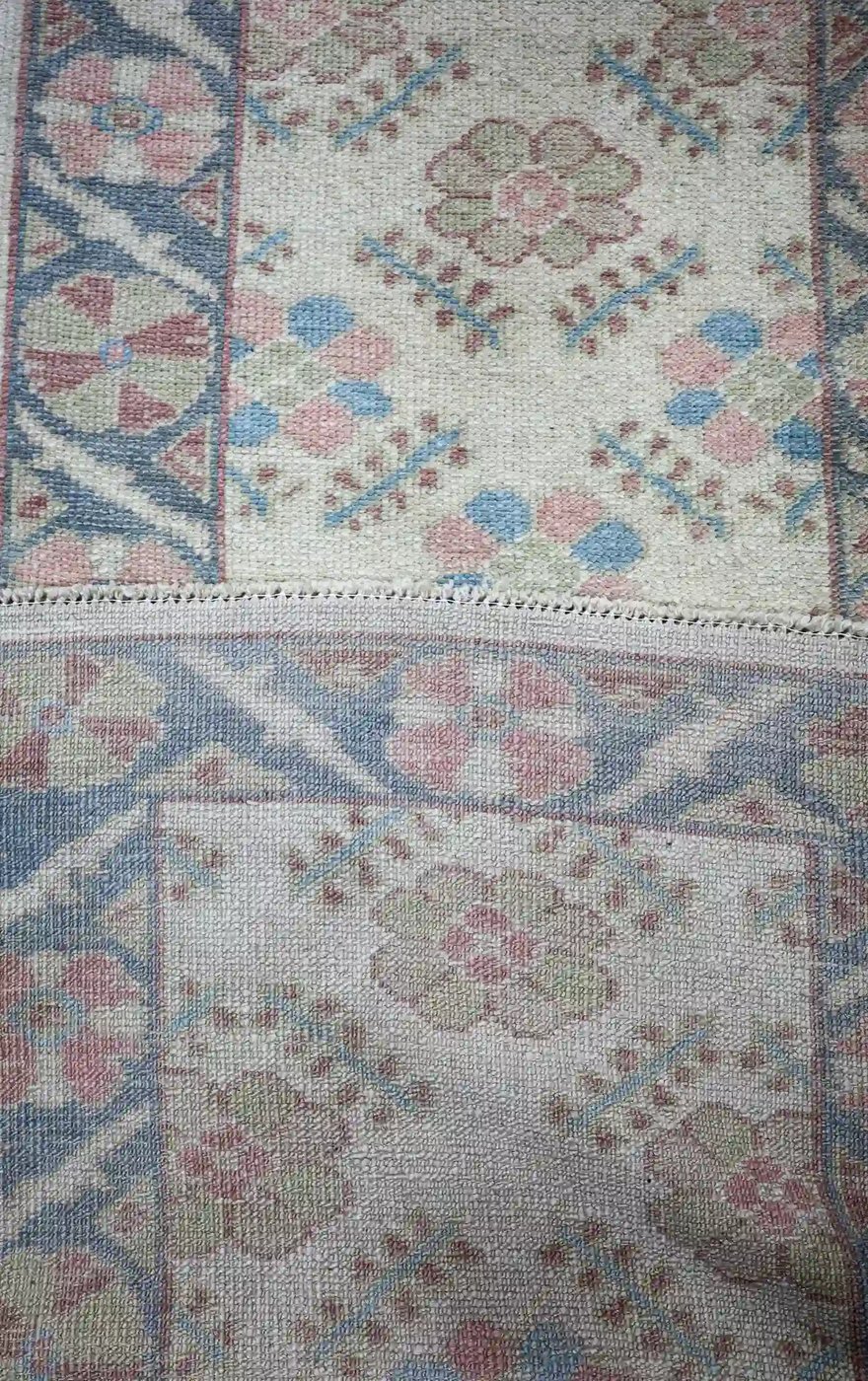 3′ x 15′ Light Blue Fine Hand-Knotted Turkish Oushak Runner Rug – Traditional Wool