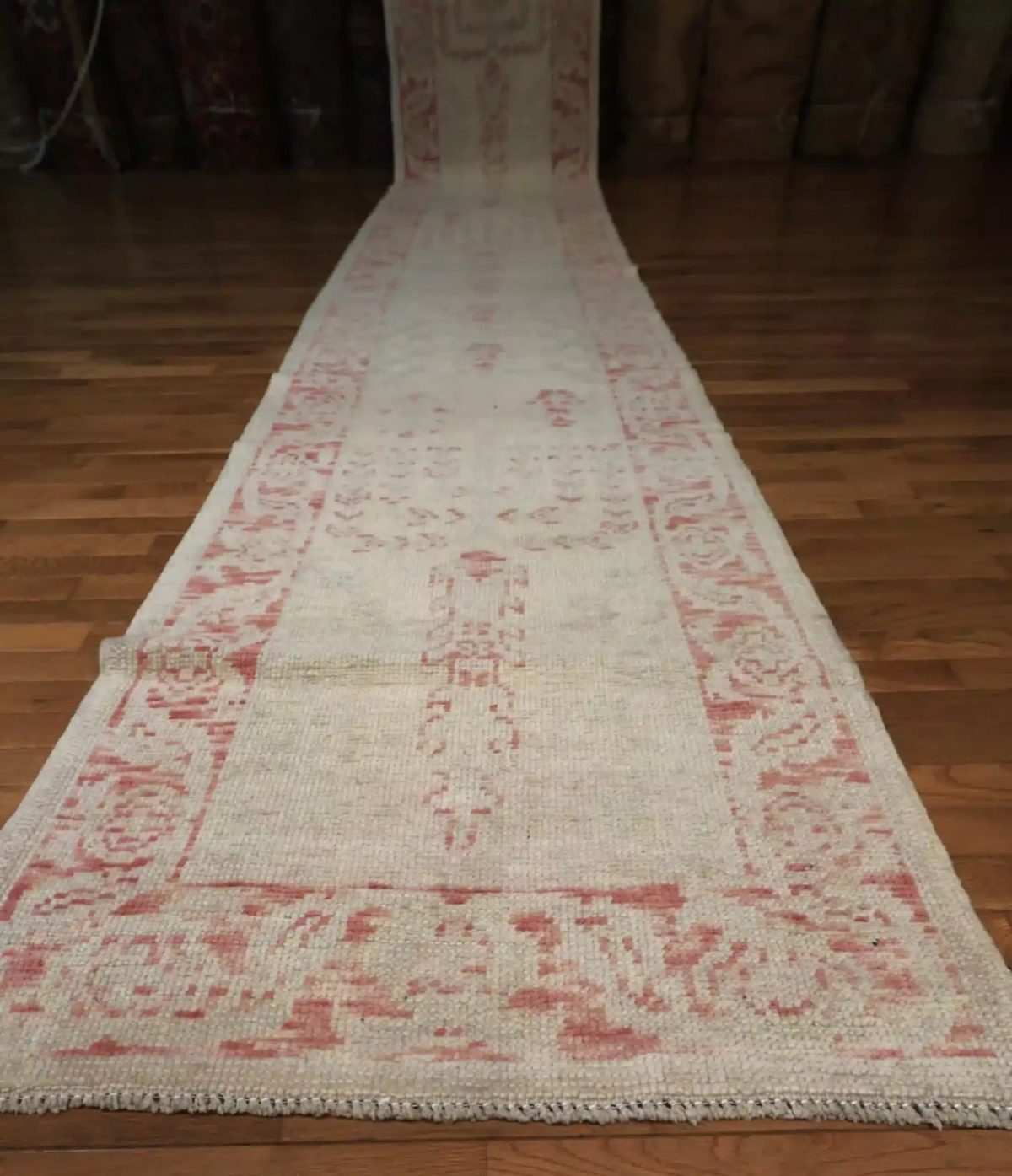 3′ x 17′ Beige Fine Hand-Knotted Turkish Oushak Runner – Traditional Wool