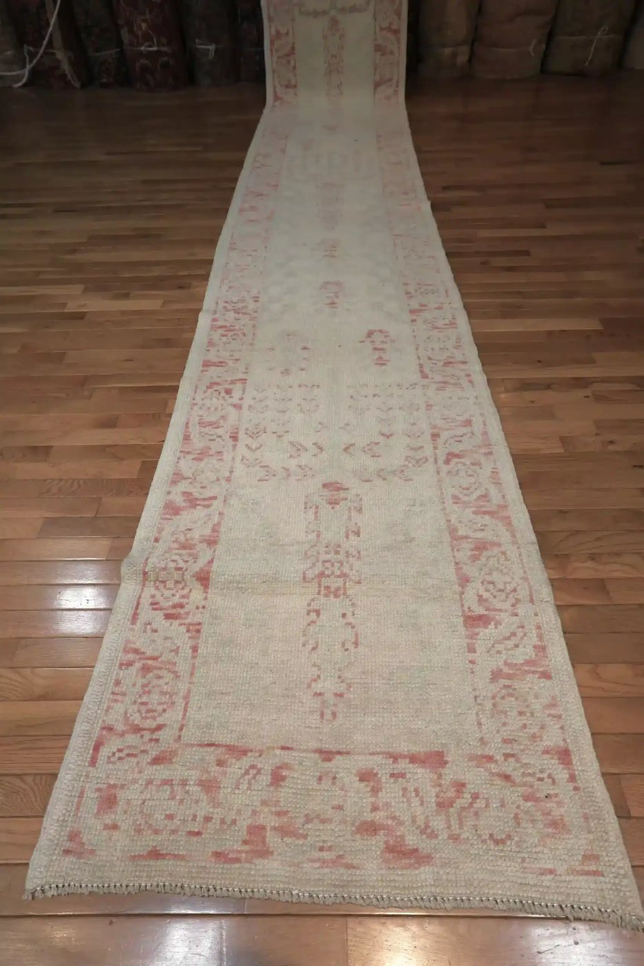 3′ x 17′ Beige Fine Hand-Knotted Turkish Oushak Runner – Traditional Wool
