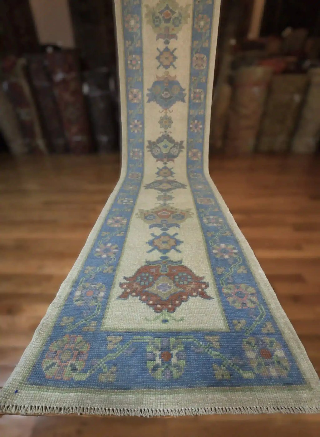 3′ x 17′ Beige Fine Hand-Knotted New Turkish Oushak Runner Rug– Traditional Wool