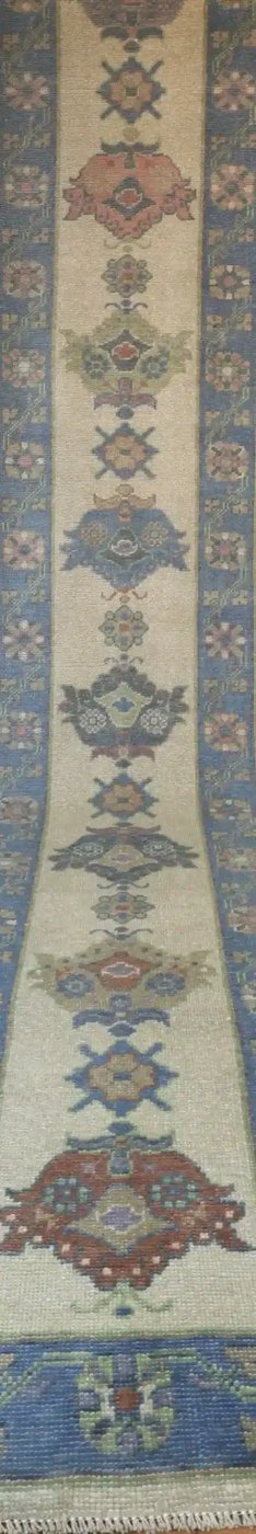 3′ x 17′ Beige Fine Hand-Knotted New Turkish Oushak Runner Rug– Traditional Wool