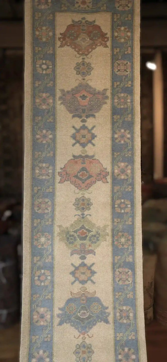 3′ x 17′ Beige Fine Hand-Knotted New Turkish Oushak Runner Rug– Traditional Wool