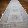 3′ x 16′ Light Blue Fine Hand-Knotted Turkish Oushak Runner Rug – Traditional Wool