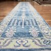 3′ x 16′ Blue Fine Hand-Knotted Turkish Oushak Runner Rug– Traditional Wool