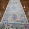 3′ x 15′ Light Blue Fine Hand-Knotted Turkish Oushak Runner Rug– Traditional Wool