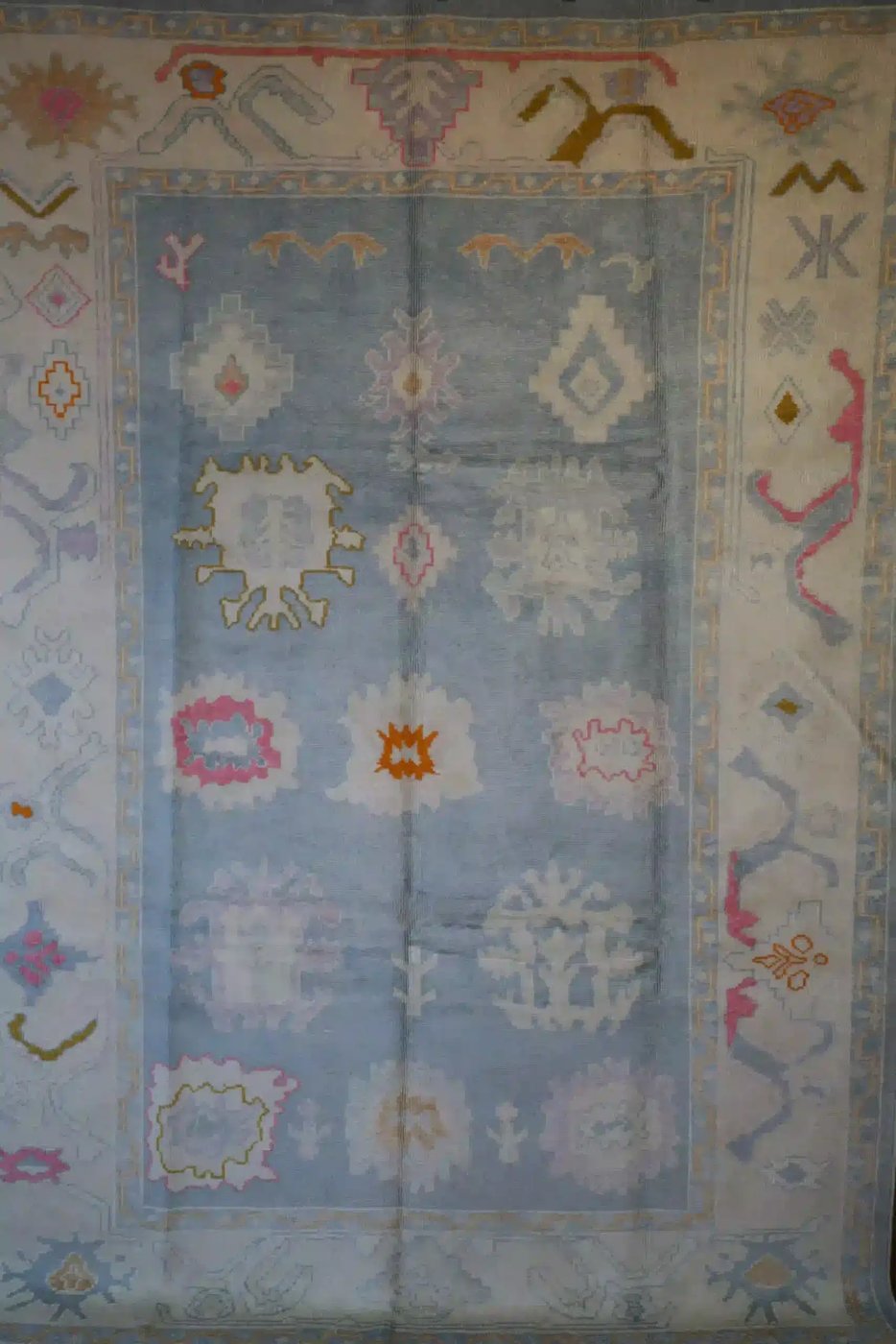 7′ x 10′ Light Blue Fine Hand-Knotted New Turkish Oushak Rug – Traditional Wool