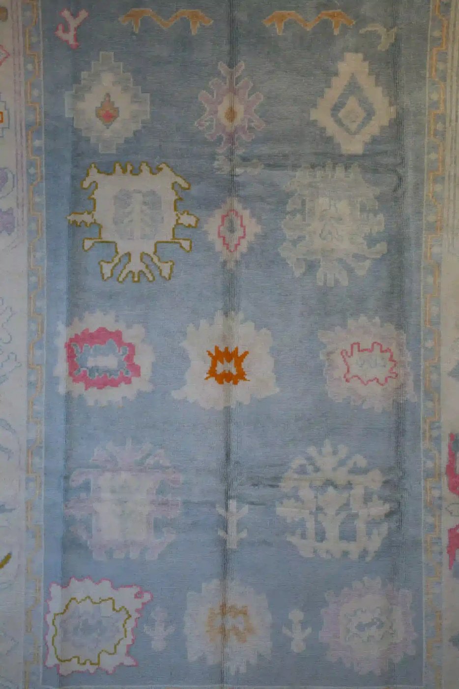 7′ x 10′ Light Blue Fine Hand-Knotted New Turkish Oushak Rug – Traditional Wool