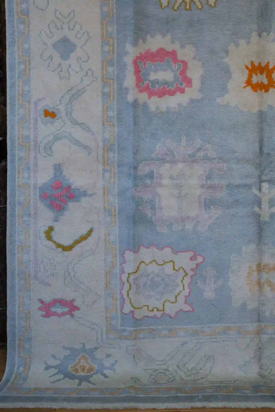 7′ x 10′ Light Blue Fine Hand-Knotted New Turkish Oushak Rug – Traditional Wool