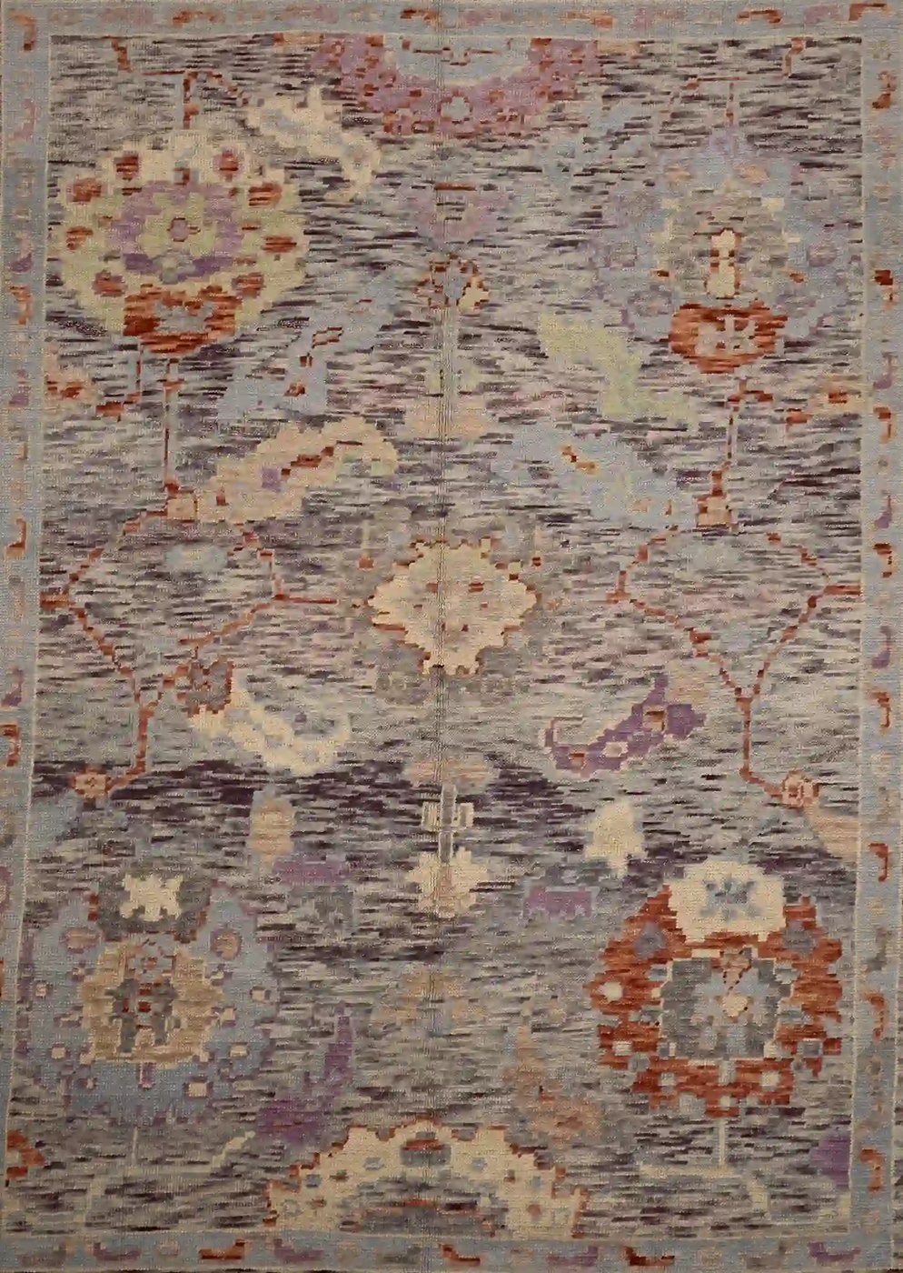 9′ x 10′ Blue Fine Hand-Knotted Turkish Oushak Rug – Traditional Wool