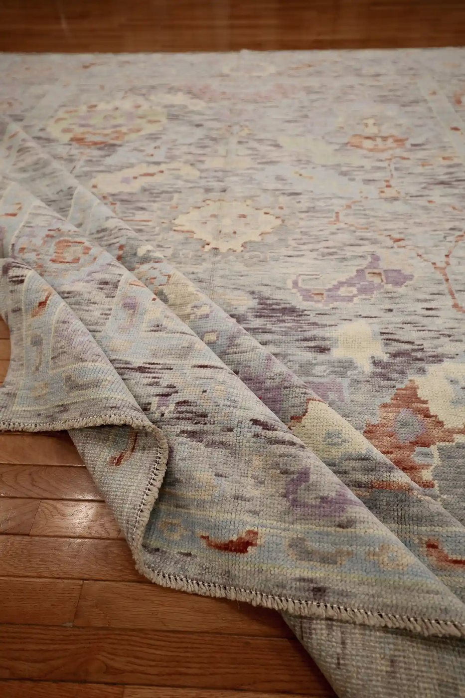 9′ x 10′ Blue Fine Hand-Knotted Turkish Oushak Rug – Traditional Wool