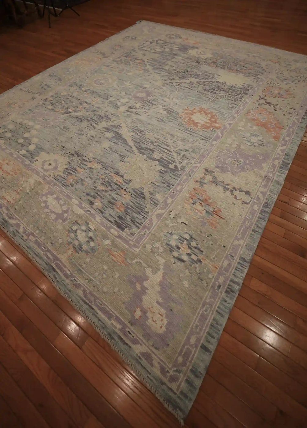9′ x 11′ Pale Blue Fine Hand-Knotted New Turkish Oushak Rug – Traditional Wool