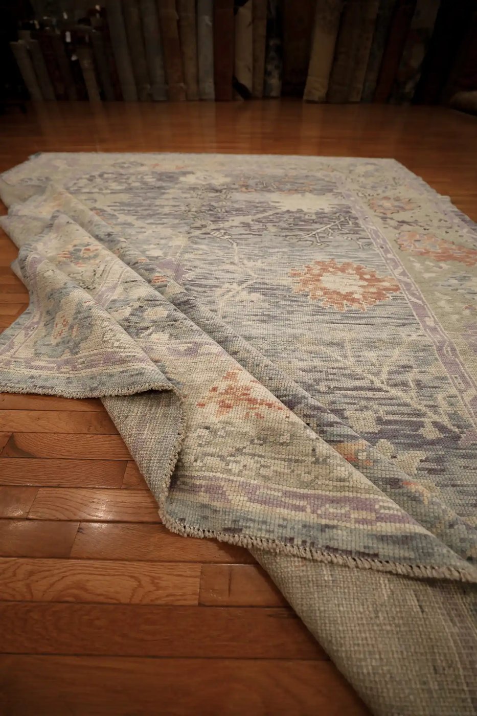 9′ x 11′ Pale Blue Fine Hand-Knotted New Turkish Oushak Rug – Traditional Wool