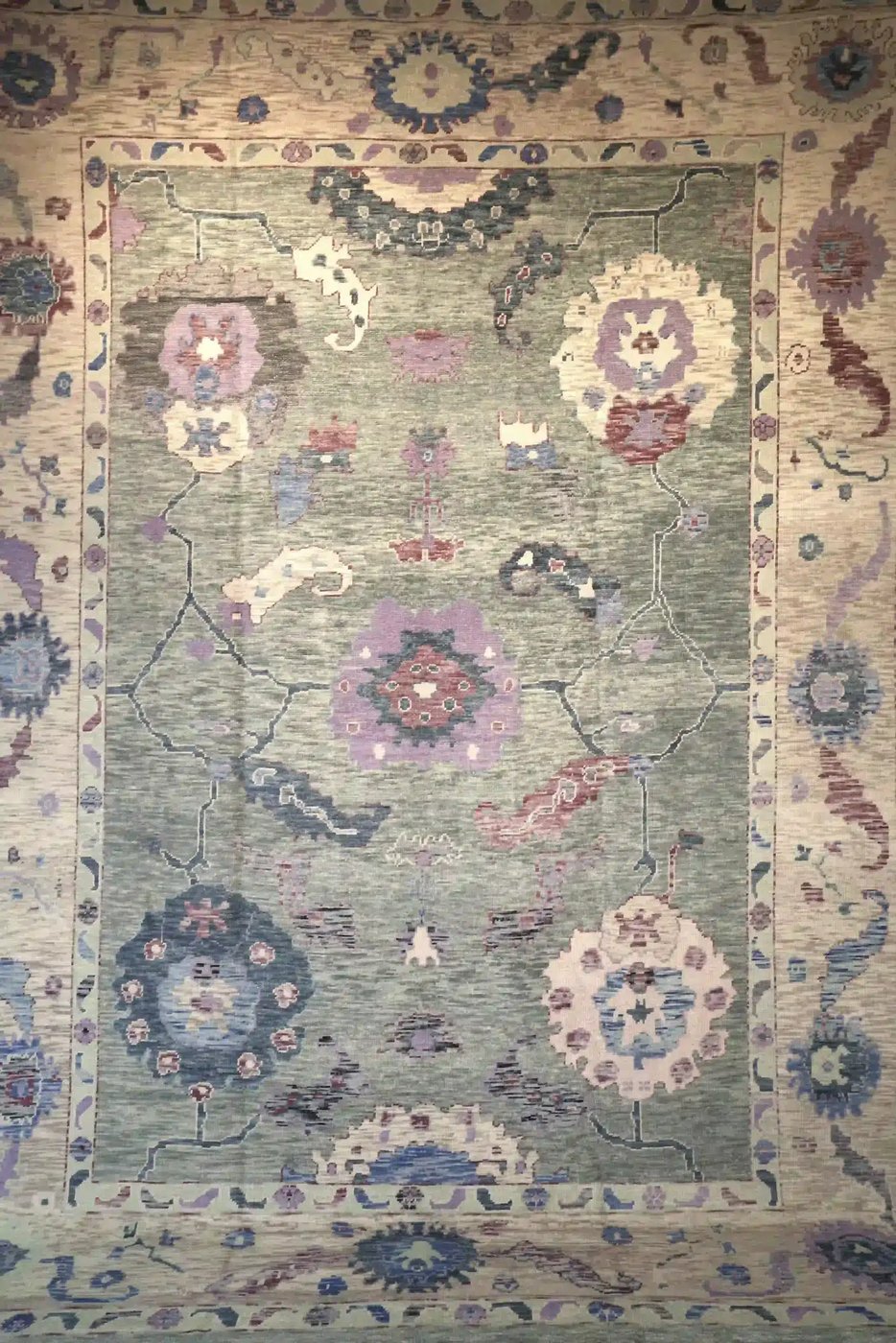 11′ x 14′ Pale Blue Fine Hand-Knotted New Turkish Oushak Rug – Traditional Wool