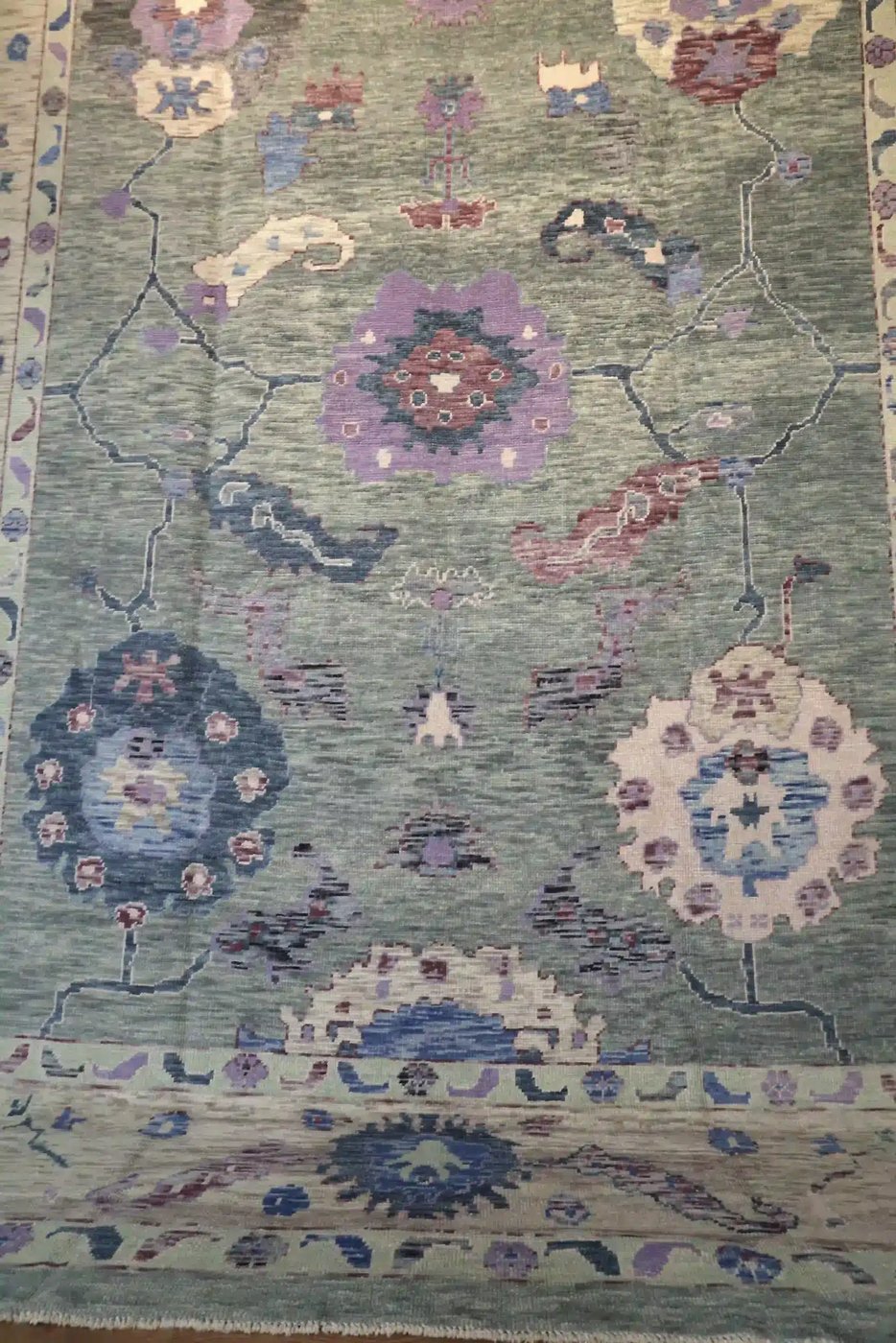 11′ x 14′ Pale Blue Fine Hand-Knotted New Turkish Oushak Rug – Traditional Wool
