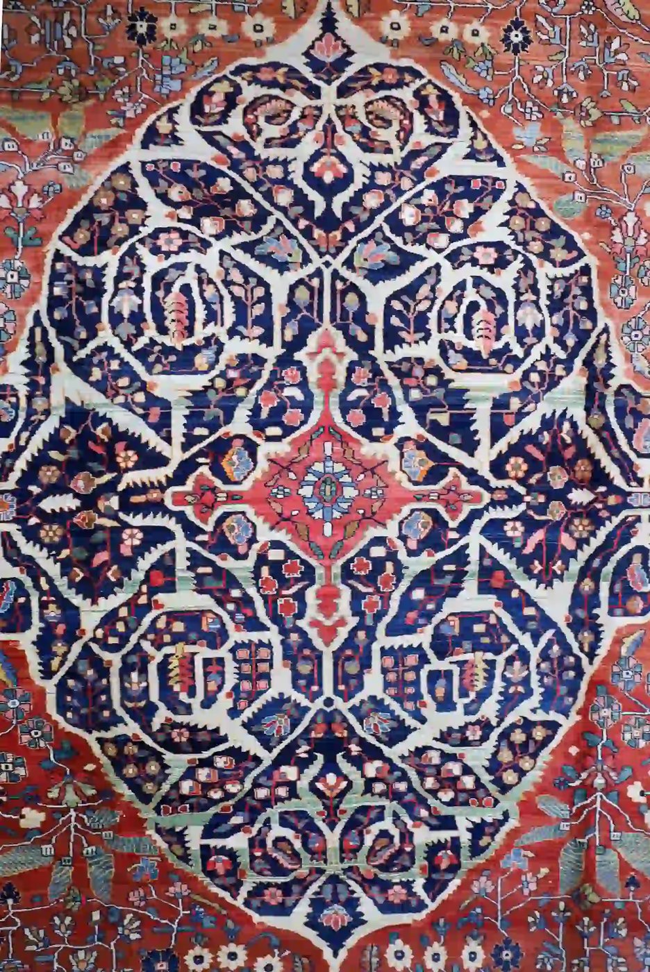11′ x 17′ Red Fine Hand-Knotted Antique Persian Sarouk Farahan Rug – Traditional Wool