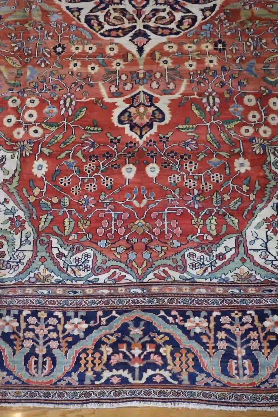11′ x 17′ Red Fine Hand-Knotted Antique Persian Sarouk Farahan Rug – Traditional Wool