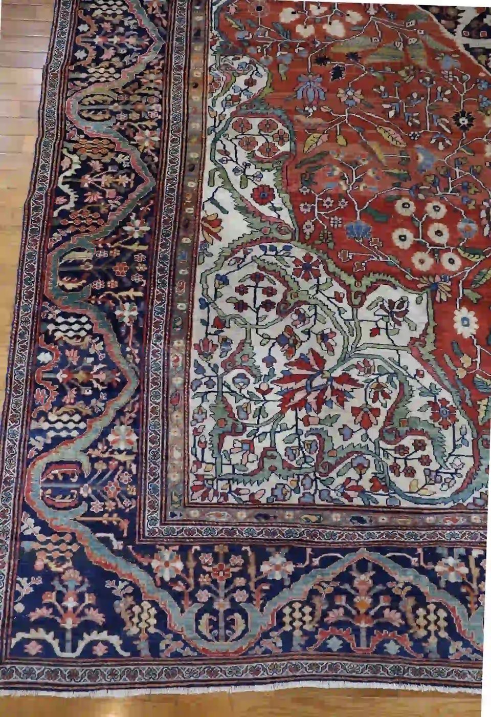 11′ x 17′ Red Fine Hand-Knotted Antique Persian Sarouk Farahan Rug – Traditional Wool