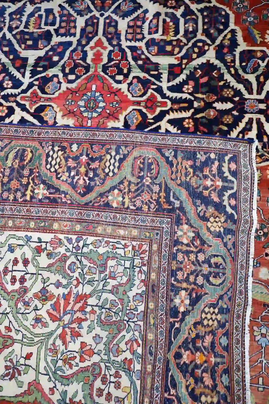 11′ x 17′ Red Fine Hand-Knotted Antique Persian Sarouk Farahan Rug – Traditional Wool